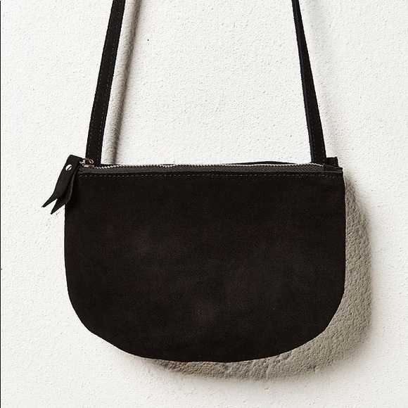 Urban Outfitters double pouch black suede cross body bag / purse - Picture 5 of 16